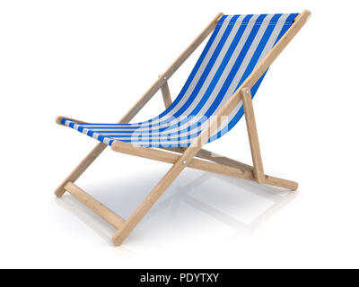 Chaise de plage bleu , c'est un rendu 3d'image de synthèse. Isolé sur blanc. Banque D'Images