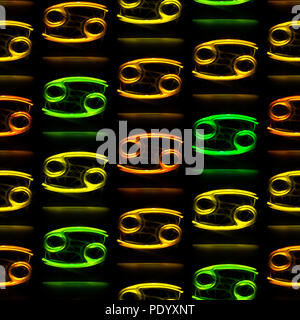 Profil de transparent et vitreux ancienne couleur symboles astrologie - Cancer Banque D'Images