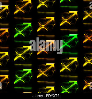 Profil de transparent et vitreux ancienne couleur symboles astrologie Sagittaire - Banque D'Images