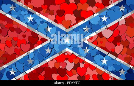 Drapeau confédéré fait de hearts - Illustration, Abstract grunge mosaïque Confederate Flag, le label FSC, Bannière Drapeaux des Confeder Illustration de Vecteur