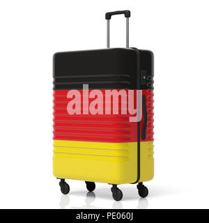 Destination Voyage Allemagne concept. Drapeau allemand valise isolé sur fond blanc. 3d illustration Banque D'Images