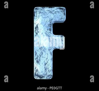 Lettre F de la glace avec des fissures et des bosses Banque D'Images