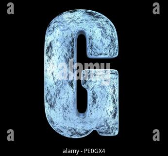 La lettre G de glace avec des fissures et des bosses Banque D'Images