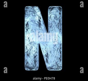 Ice lettre N avec des fissures et des bosses Banque D'Images