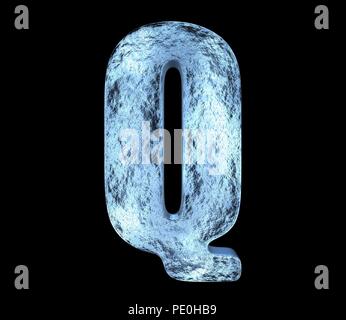 Ice lettre Q avec des fissures et des bosses Banque D'Images