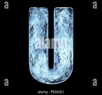 Ice lettre U avec des fissures et des bosses Banque D'Images