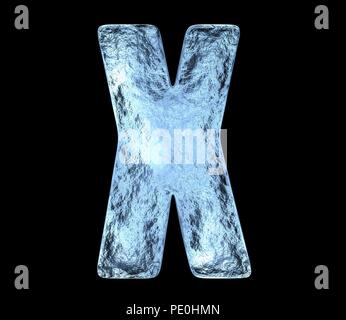 Lettre de glace X avec des fissures et des bosses Banque D'Images