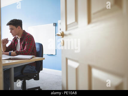 L'homme travaillant à domicile Banque D'Images