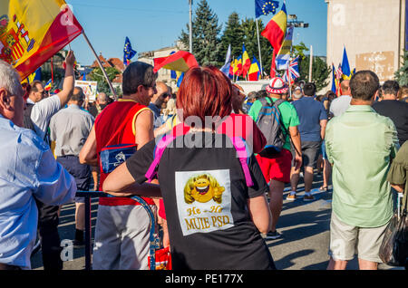 Bucarest, Roumanie - 10 août 2018 : Des manifestants anti-gouvernement à Bucarest, Roumanie. Banque D'Images
