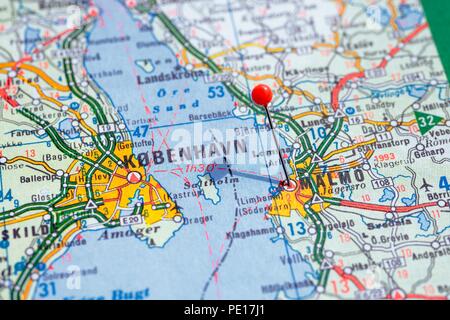 Suède Stockholm, 07 avril 2018 : les villes européennes sur la carte série. Libre de Malmö Banque D'Images
