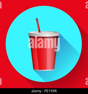 Bécher en plastique rouge de soude avec un tube à emporter Illustration de Vecteur