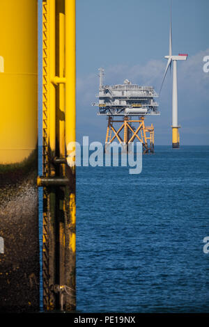 Walney 1 Parc éolien offshore au large de la côte de Barrow-in-Furness en mer d'Irlande Banque D'Images