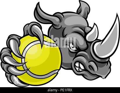Sports de balle Tennis Rhino Mascot Illustration de Vecteur