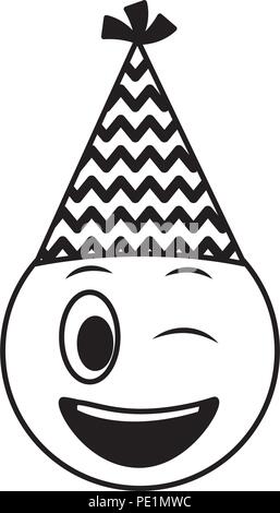 Anniversaire Smiley Clignant De L Emoji Party Hat Design Dessin Image Vectorielle Stock Alamy