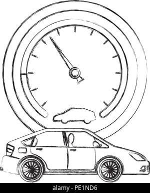 Transport de voiture et de l'industrie de la conception de l'indicateur de dessin à la main Illustration de Vecteur