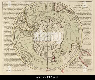 L'Antarctique, l'Île Bouvet, carte découverte 1754. Banque D'Images