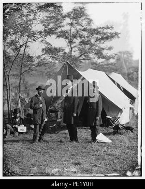 Antietam, Maryland Allan Pinkerton, le président Lincoln, et le Major-général John A. McClernand Banque D'Images