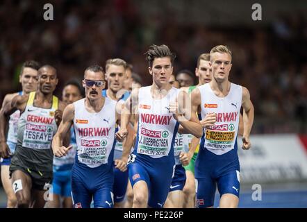 Berlin, Deutschland. 10 août, 2018. De gauche à droite Homiyu TESFAYE (Allemagne/13e place), Henrik INGEBRIGTSEN (NI/4e place), Jakob gagnant INBRIGTSEN (NI/1e place), Filip INBRIGTSEN (NI/12e place), action, 1500 m finale des hommes, le 10.08.2018 Championnats d'Europe d'athlétisme 2018 à Berlin/Allemagne à partir de 06.08. - 12.08.2018. Utilisation dans le monde entier | Credit : dpa/Alamy Live News Banque D'Images