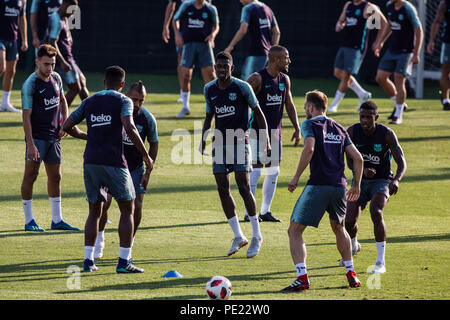 Ousmane Dembele à partir de la France au cours de la session de formation du FC Barcelone avant que le jeu espagnol Supercopa contre FC Séville à Tanger. À Ciutat Esportiva Joan Gamper, Barcelone le 11 août de 2018. Août 11, 2018. Credit : AFP7/ZUMA/Alamy Fil Live News Banque D'Images