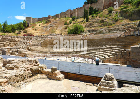 MALAGA, ESPAGNE - 12 juin 2018 : Théâtre Romain et la Forteresse arabe de l'Alcazaba de Malaga, Andalousie, Espagne Banque D'Images