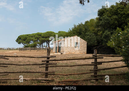 Brijuni, Croatie - Juillet 28, 2018 : Avis d'une maison en pierre sur l'île de Brijuni, Croatie. Banque D'Images
