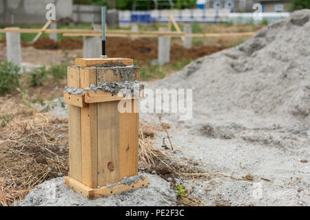 Construction de fondation sur pieux. Une série de photo de construire des maisons. Banque D'Images