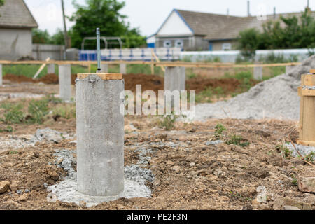 Construction de fondation sur pieux. Une série de photo de construire des maisons. Banque D'Images