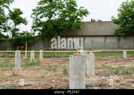 Construction de fondation sur pieux. Une série de photo de construire des maisons. Banque D'Images