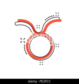 Cartoon Vector icône zodiac taureau dans le style comique. Signe astrologie illustration pictogramme. Horoscope taureau effet splash d'entreprise concept. Illustration de Vecteur