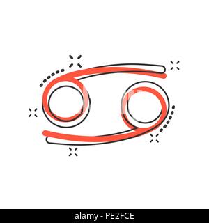 Cartoon Vector zodiac cancer icône dans le style comique. Signe astrologie illustration pictogramme. Horoscope Cancer effet splash business concept. Illustration de Vecteur