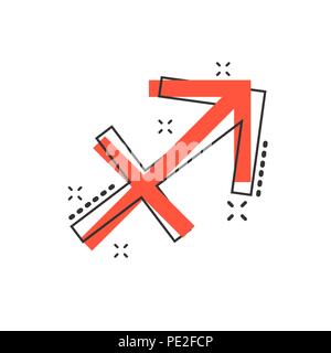 Vector cartoon zodiaque sagittaire icône dans le style comique. Signe astrologie illustration pictogramme. Sagittaire effet splash d'entreprise concept. Illustration de Vecteur
