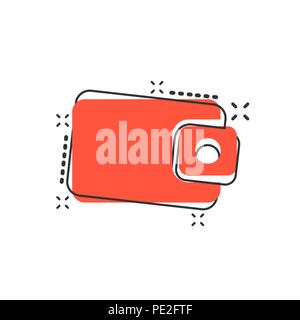 Cartoon Vector wallet icône dans le style comique. Bourse d'argent signer illustration pictogramme. Affaires portefeuille effet splash concept. Illustration de Vecteur