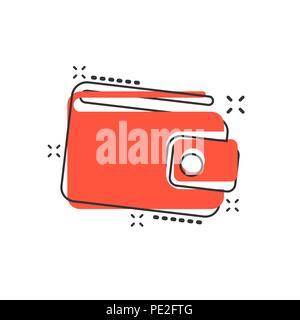 Cartoon Vector wallet icône dans le style comique. Bourse d'argent signer illustration pictogramme. Affaires portefeuille effet splash concept. Illustration de Vecteur