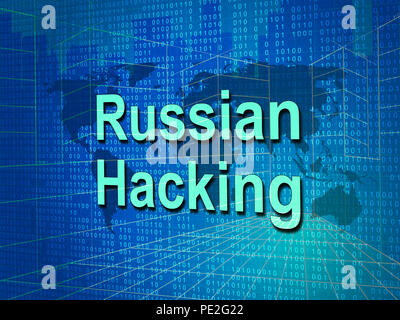 Hacker russe Moscou Spy Campagne 3d illustration montre bulletin de vote alerte violation contre nous des élections. Les pirates en ligne numérique et d'Espionnage Attention Banque D'Images