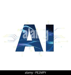 L'intelligence artificielle. Lettres AI isolé sur fond blanc. Vector illustration. Illustration de Vecteur