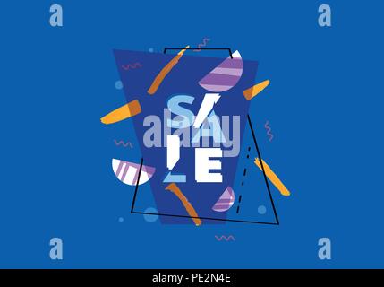 Vente bannière avec composition abstraite géométrique. Promotion sombre avec des tranches de texte à la carte. Pour l'affiche de blue design publicitaire. Vector illustration. Illustration de Vecteur