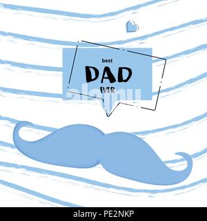 Meilleur Papa jamais carte avec moustache, bulle et décor pinceau. Lettres manuscrites. Pères jours bannière. Vector Illustration. Illustration de Vecteur