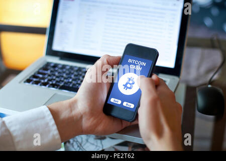Pièce de monnaie argent bitcoin crypto Banque D'Images