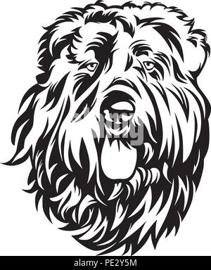 Race de chien bouvier des Flandres Chiot face isolé Illustration de Vecteur