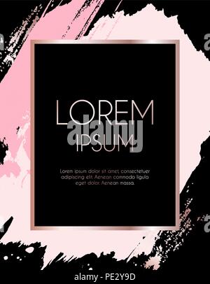 Les coups de pinceau en or rose tons roses et golden frame background. Vector Illustration Illustration de Vecteur