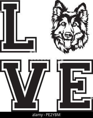 Race Berger Allemand Chiot face isolé Illustration de Vecteur