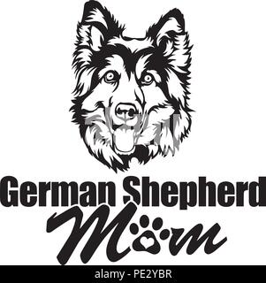 Race Berger Allemand Chiot face isolé Illustration de Vecteur