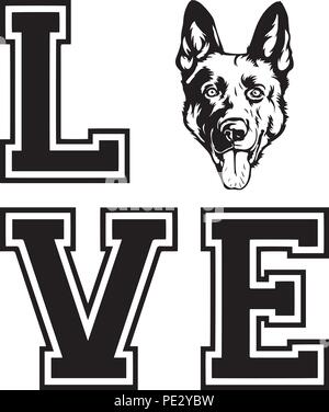 Race Berger Allemand Chiot face isolé Illustration de Vecteur