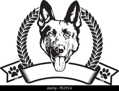 Race Berger Allemand Chiot face isolé Illustration de Vecteur