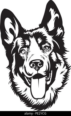 Race Berger Allemand Chiot face isolé Illustration de Vecteur