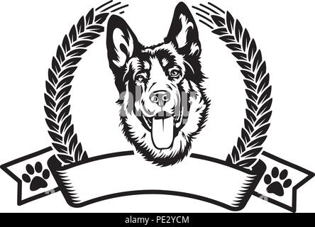 Race Berger Allemand Chiot face isolé Illustration de Vecteur