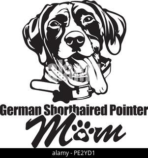 Pointeur allemand chiot de race face isolé Illustration de Vecteur