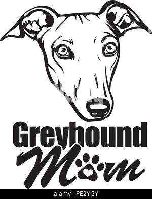 Greyhound race de chien chiot face isolé Illustration de Vecteur