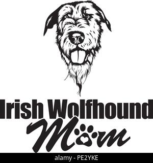 Irish Wolfhound race de chien chiot face isolé Illustration de Vecteur