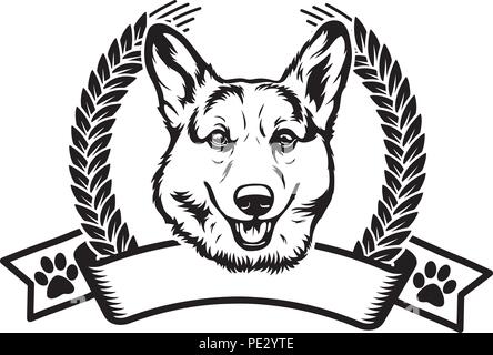 Pembroke Welsh Corgi chien race de chien chiot face isolé Illustration de Vecteur